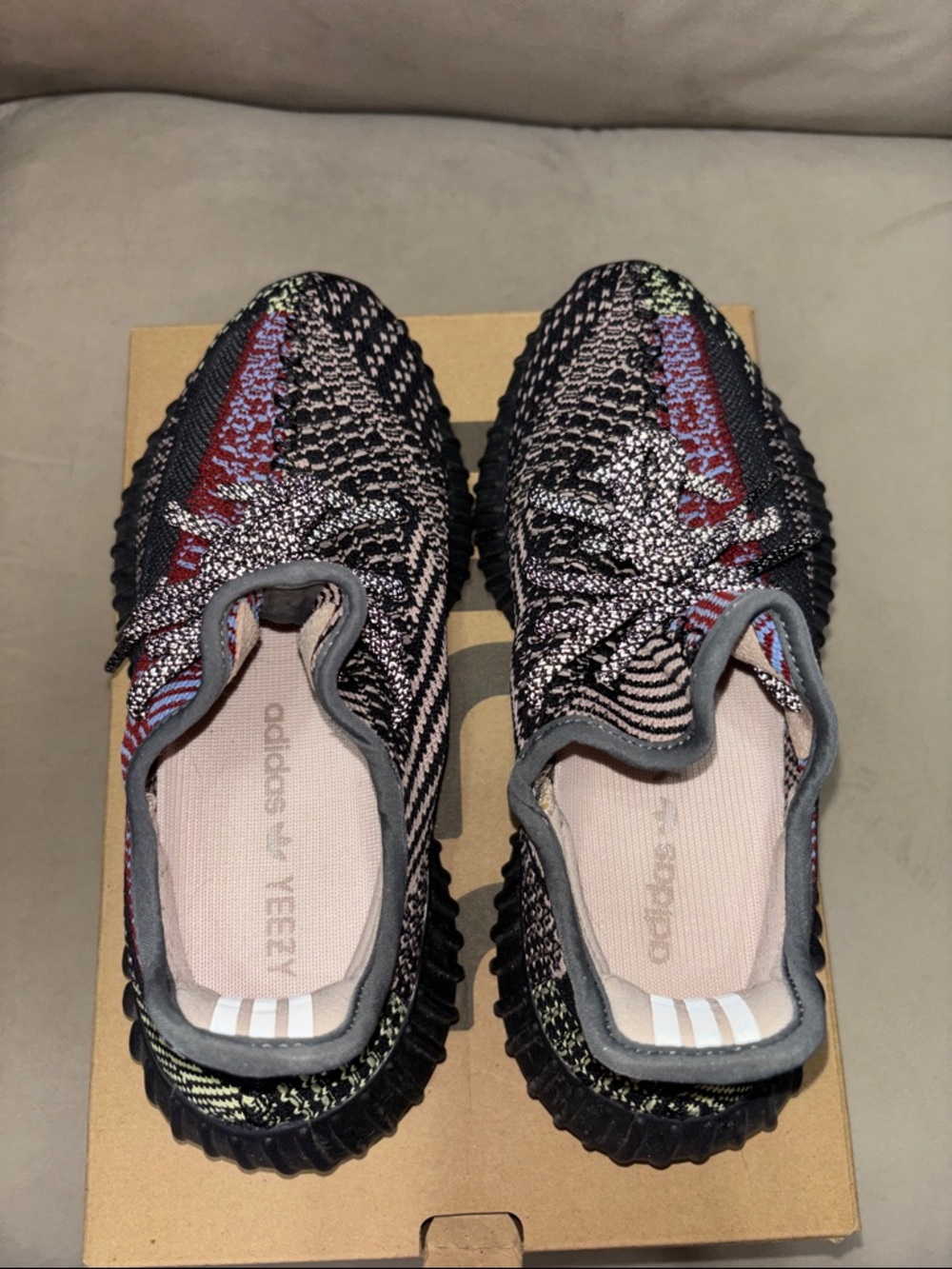 Yeezy Boost 350 V2 Black Multicolor Knit Running Shoes. reflective - Picture 9 of 13